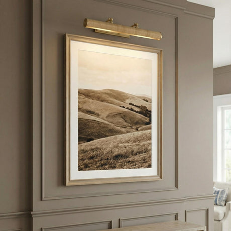 Judy Large Picture Light 24", Aged Brass and Grasscloth