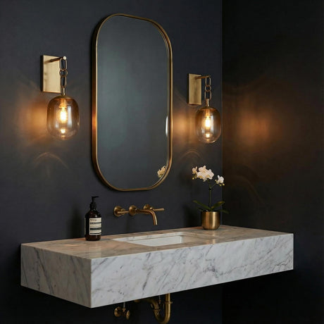 Blythe Wall Sconce 18", Patina Brass and Topaz Gradient Glass