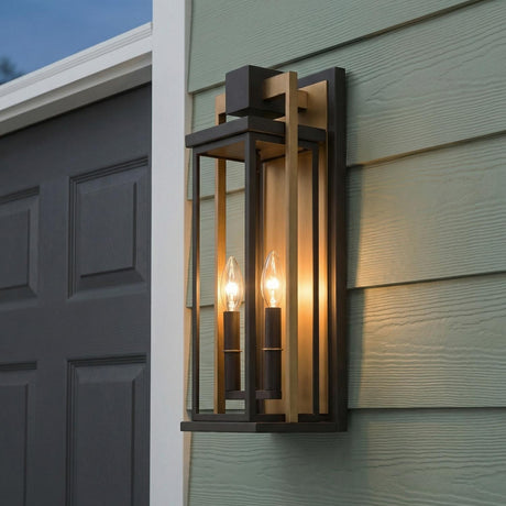 Quinlan Outdoor Wall Light, Medium 19", Bronze and Textured Gold