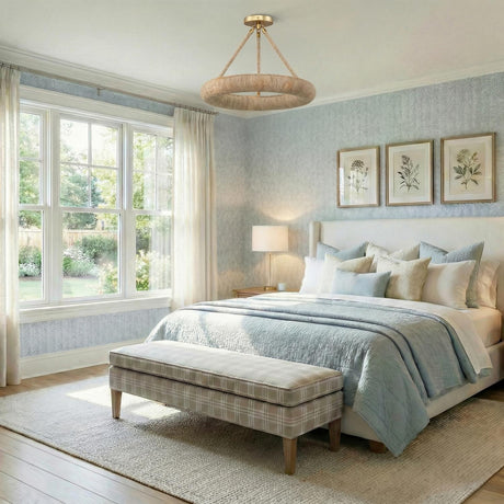 Seabrook LED Semi-Flush, Small 24", Lake Grass and Soft Brass