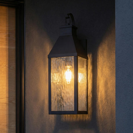 Westin Outdoor Wall Light, Large 23", Black and Water Glass