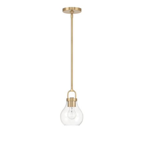 Naya Small Pendant 6", Satin Brass and Clear Glass