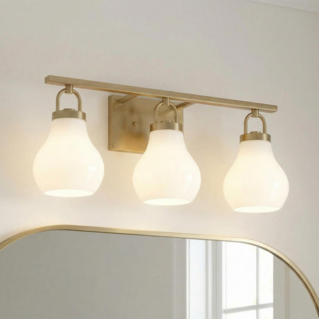 Naya 3 Light Vanity 24", Satin Brass and Opal Glass