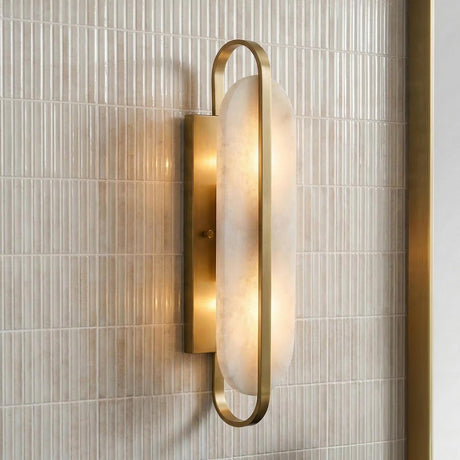 Vyra Wall Sconce 19", Antique Brass and Alabaster
