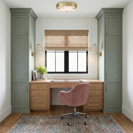 Inez Medium LED Flush Mount 16", Brass and Alabaster