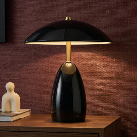 Aubrey Rechargeable Table Lamp 11", Glossy Black