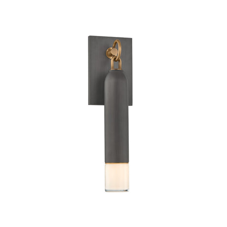 Langley Outdoor Wall Light, Medium 17" Graphite with Patina Brass Accents