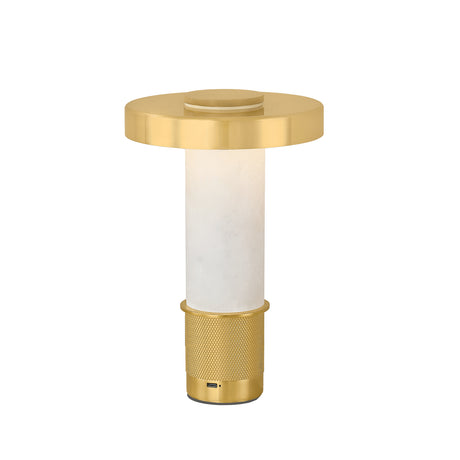 Omega Rechargeable Table Lamp 10", Alabaster and Aged Brass