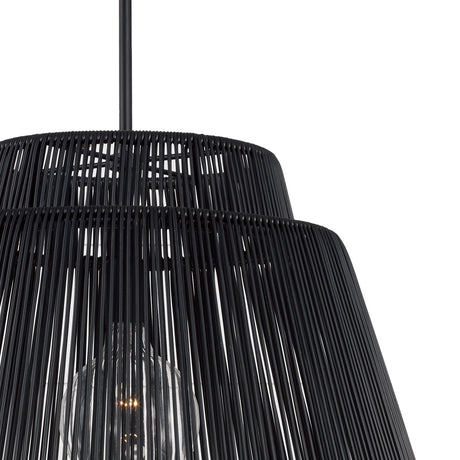 Luma 1 Light Outdoor Pendant 23", Black