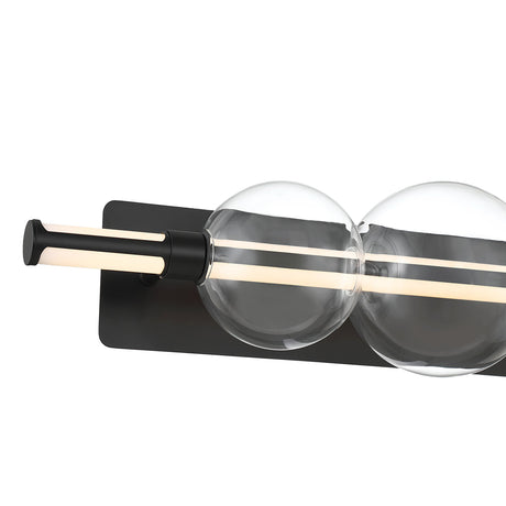 Latimer LED Vanity Light 34", Matte Black and Clear Glass