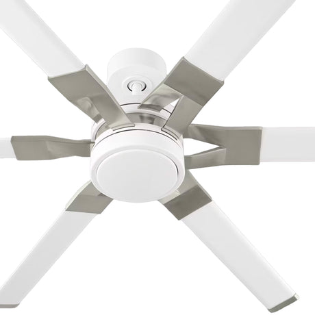Loon LED Ceiling Fan 62", Matte White with Brushed Steel
