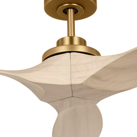 Heron Smart Ceiling Fan 52", Whitewash Oak and Modern Brass