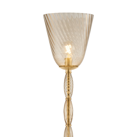 Bly Floor Lamp 62", Aged Brass and Smoke Taupe Glass