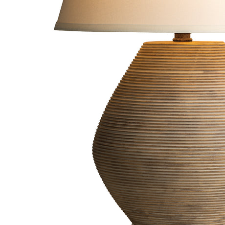 Welles Table Lamp 22", Fluted Brown with White Shade