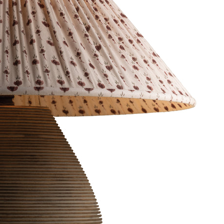 Welles Table Lamp 22", Fluted Brown with Red Primrose Printed Shade