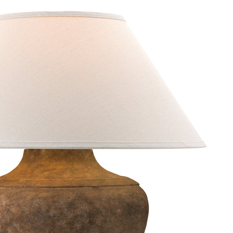 Welles Rechargeable Table Lamp 21", Rustic Brown with White Shade