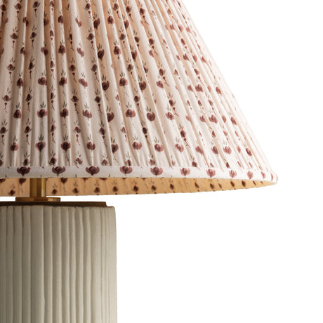 Wendi Table Lamp 31", Fluted Ivory Ceramic with Red Primrose Printed Shade