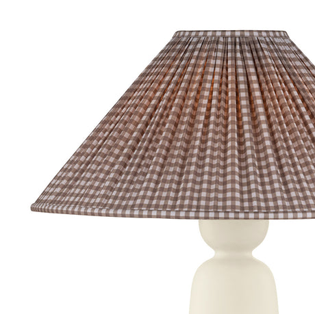 Bonnie Ceramic Table Lamp 27", Antique Ivory with Brown Gingham Printed Shade