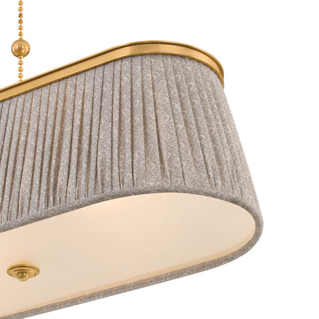 Wilma Linear Pendant 49", Aged Brass and Taupe Print