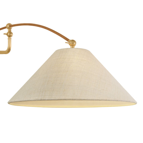 Leif Swing Arm Wall Sconce, Aged Brass, Rattan, and Hemp Shade