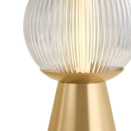 Jaydon Rechargeable Table Lamp 11", Aged Brass and Clear Reeded Glass
