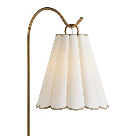 Gracelyn Floor Lamp 65", Patina Brass with Beige and White Linen