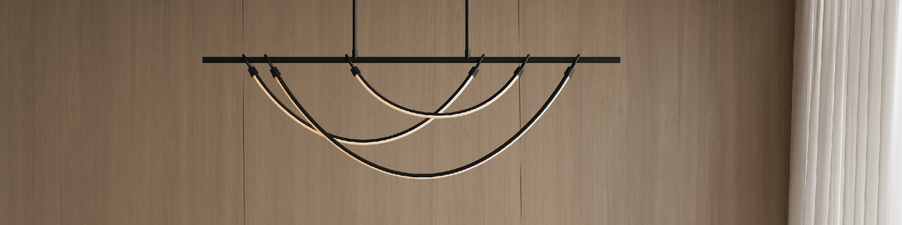 Swag LED Modern Chandelier in matte black