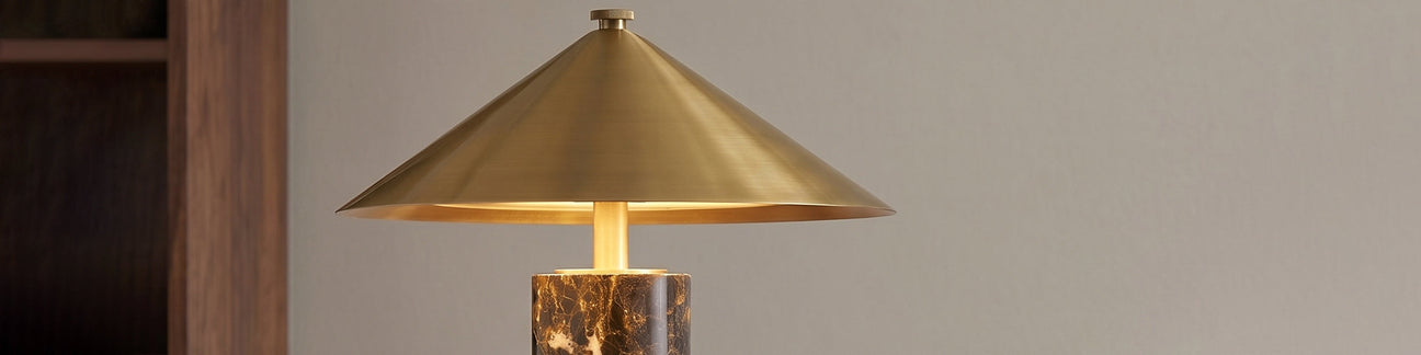 Gentry Rechargeable Table Lamp 15", Marble and Aged Brass
